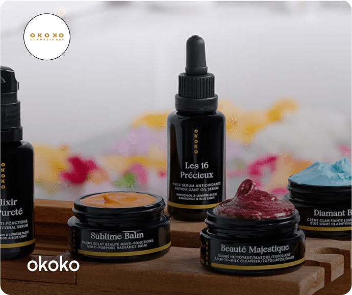 partnered with okoko brand skincare products