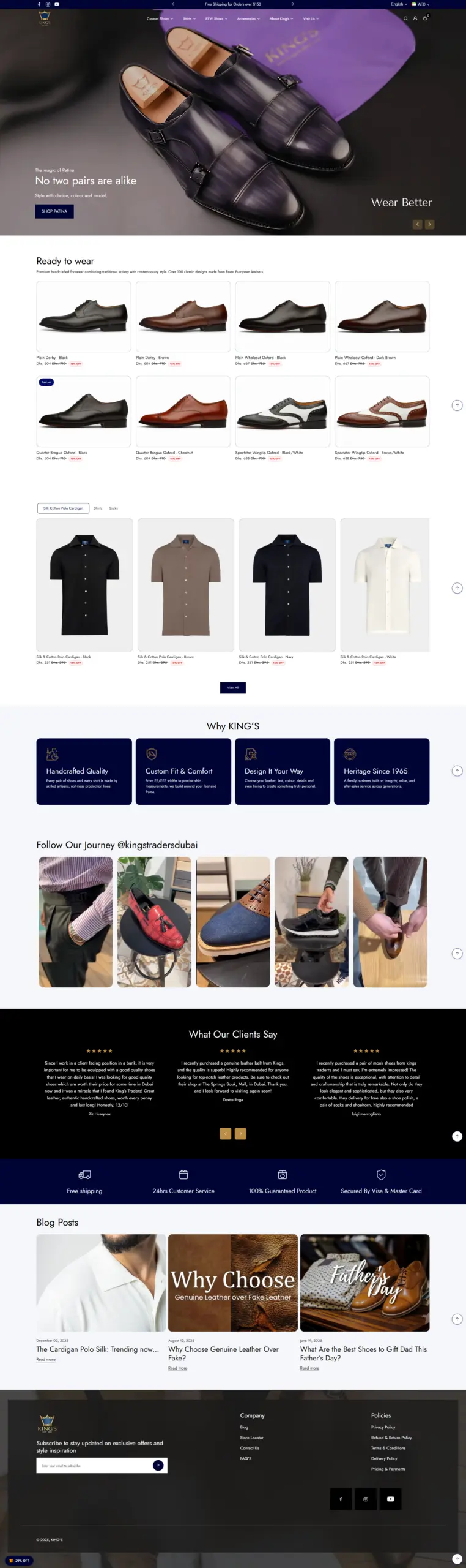 King Traders website design and user interface