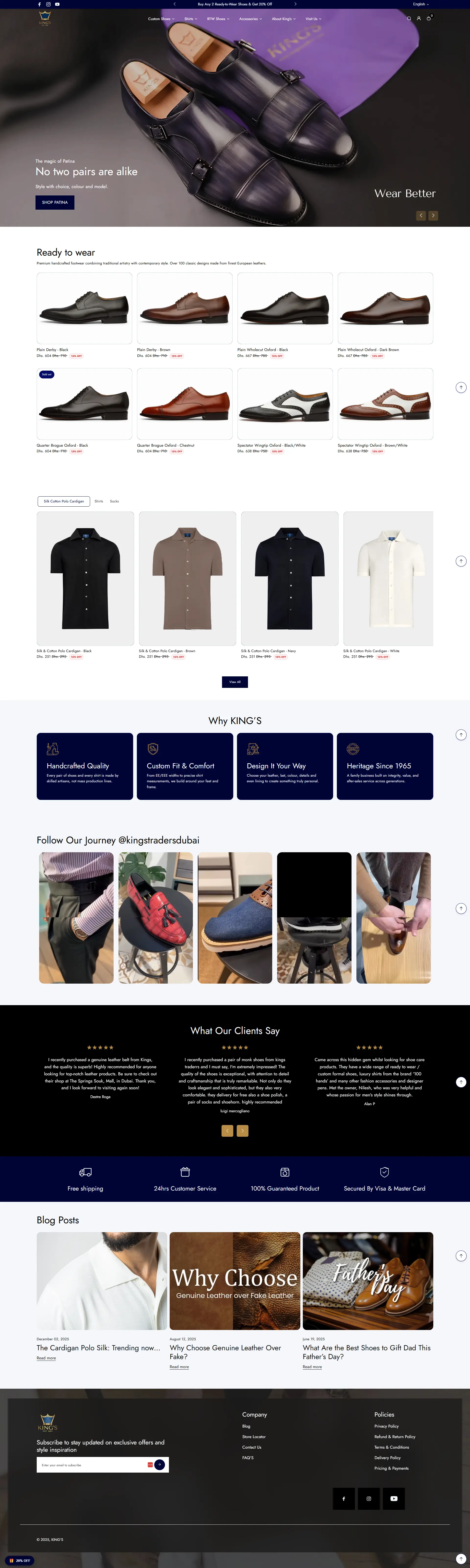 King Traders website design and user interface